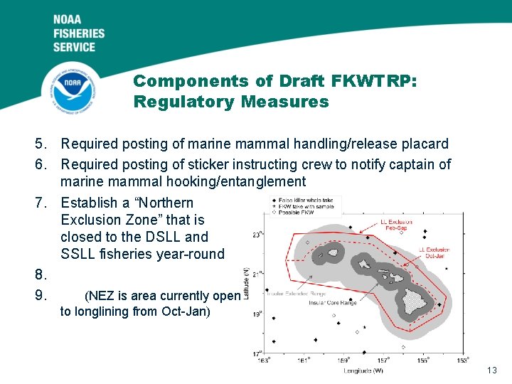 Components of Draft FKWTRP: Regulatory Measures 5. Required posting of marine mammal handling/release placard