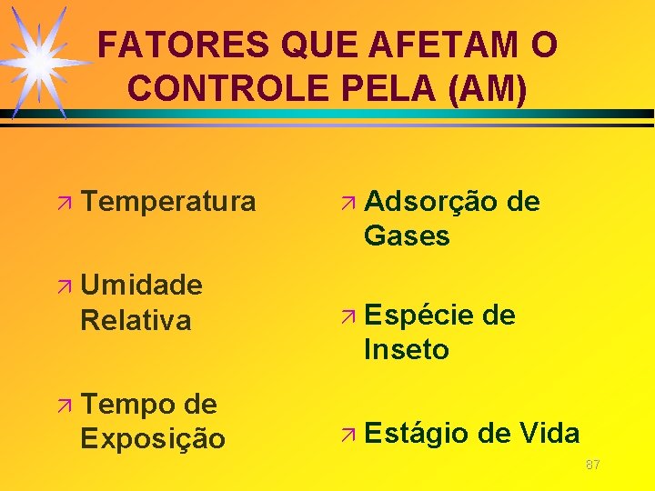 FATORES QUE AFETAM O CONTROLE PELA (AM) ä Temperatura ä Adsorção de Gases ä FATORES QUE AFETAM O CONTROLE PELA (AM) ä Temperatura ä Adsorção de Gases ä