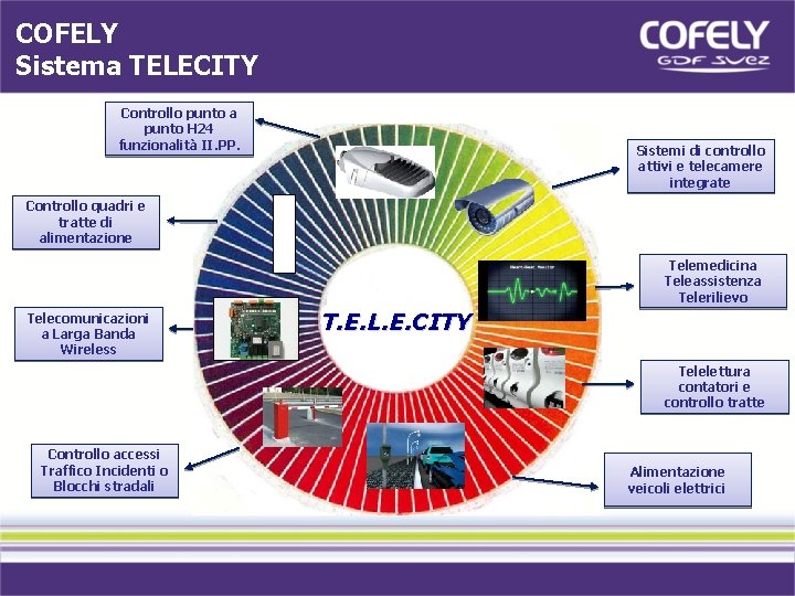 COFELY Sistema TELECITY Controllo punto a punto H 24 funzionalità II. PP. Sistemi di