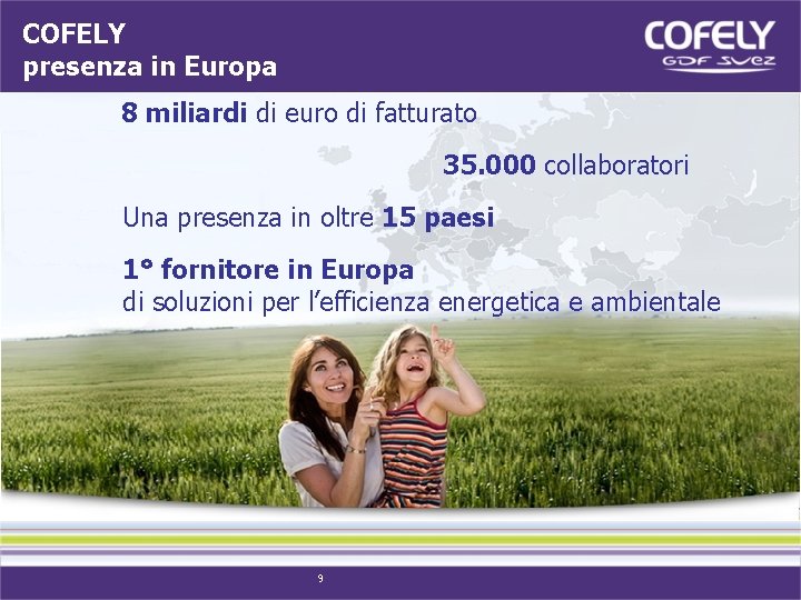 COFELY presenza in Europa 8 miliardi di euro di fatturato 35. 000 collaboratori Una