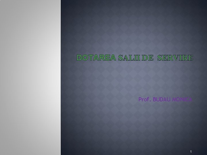 DOTAREA SALII DE SERVIRE Prof. BUDAU MONICA 1 