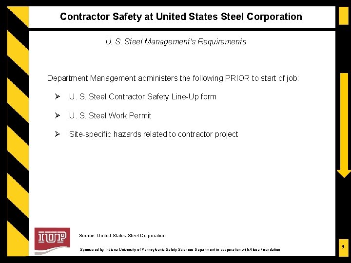 Contractor Safety at United States Steel Corporation U. S. Steel Management's Requirements Department Management