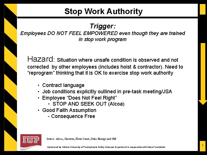 Stop Work Authority Trigger: Employees DO NOT FEEL EMPOWERED even though they are trained