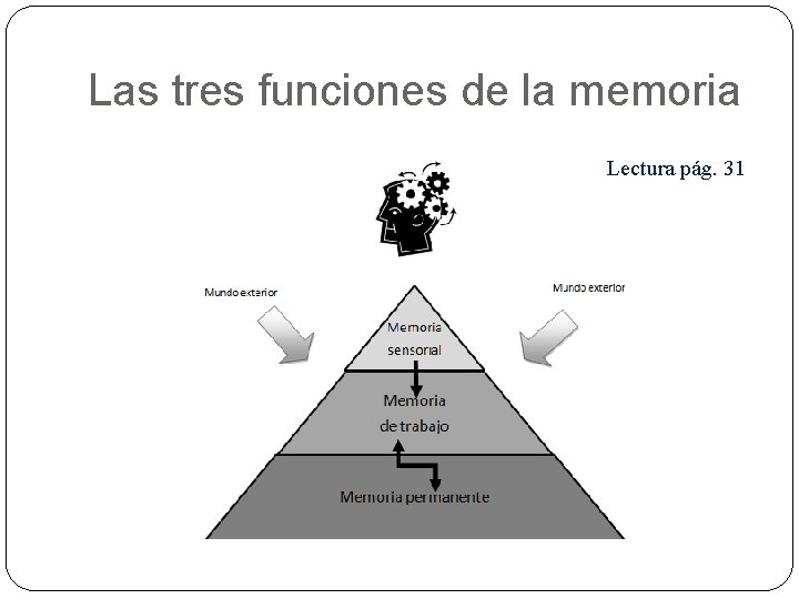 Las tres funciones de la memoria Lectura pág. 31 