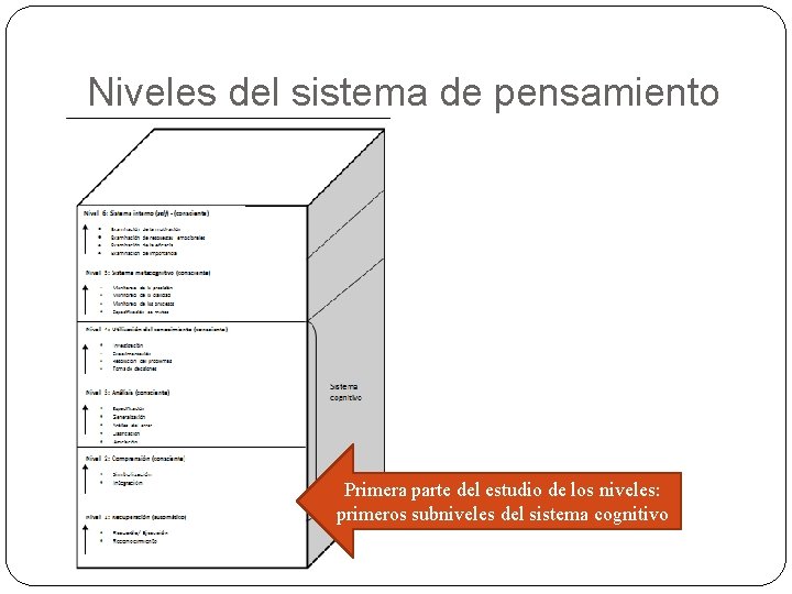 Niveles del sistema de pensamiento Primera parte del estudio de los niveles: primeros subniveles