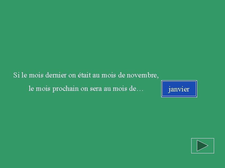 Si le mois dernier on était au mois de novembre, le mois prochain on