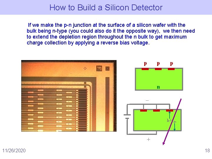 How to Build a Silicon Detector If we make the p-n junction at the