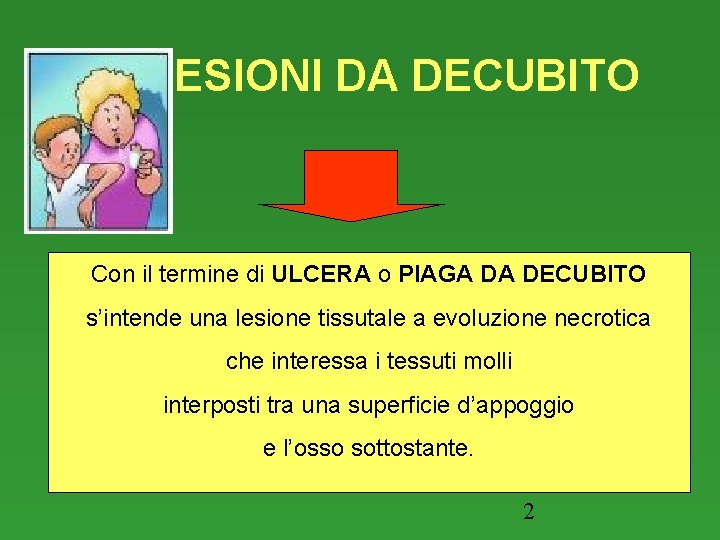 LE LESIONI DA DECUBITO Con il termine di ULCERA o PIAGA DA DECUBITO s’intende