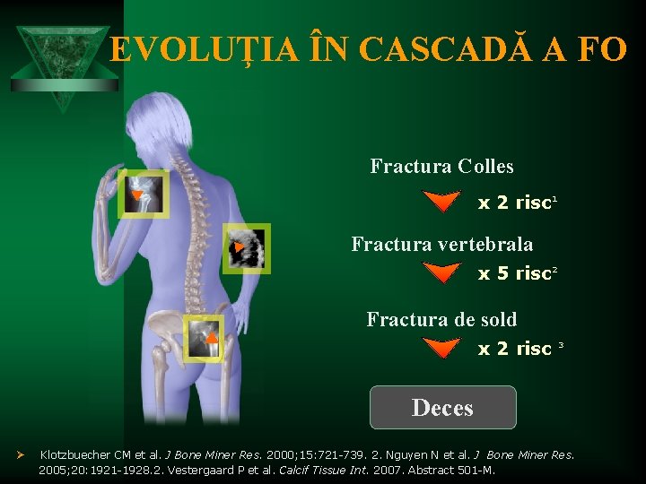 EVOLUŢIA ÎN CASCADĂ A FO Fractura Colles x 2 risc 1 Fractura vertebrala x