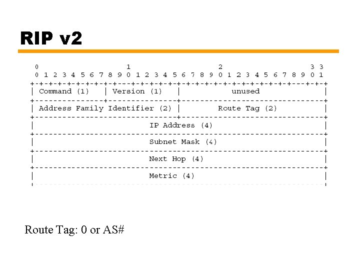 RIP v 2 Route Tag: 0 or AS# 