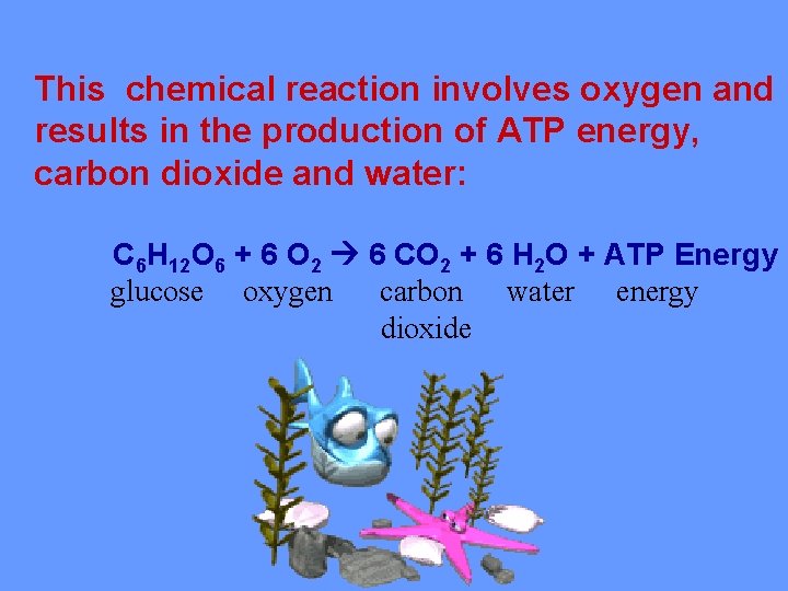 This chemical reaction involves oxygen and results in the production of ATP energy, carbon