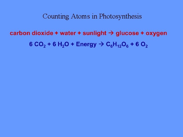 Counting Atoms in Photosynthesis 