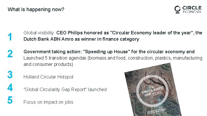 What is happening now? 1 Global visibility: CEO Philips honored as "Circular Economy leader