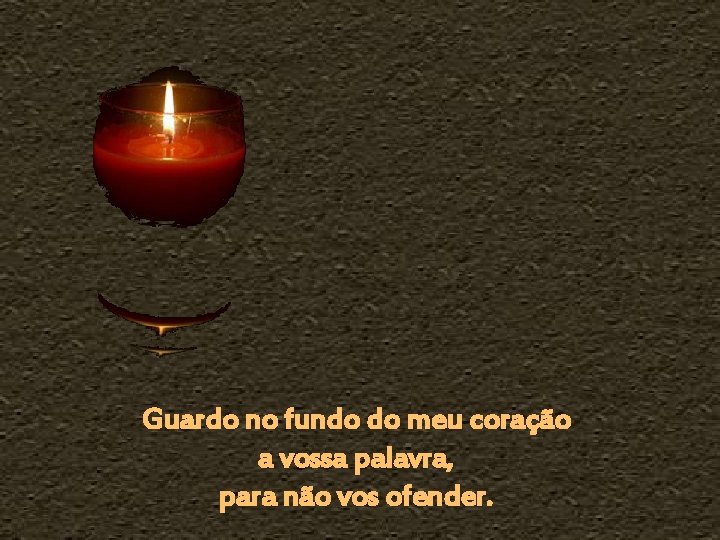 Guardo no fundo do meu coração a vossa palavra, para não vos ofender. 