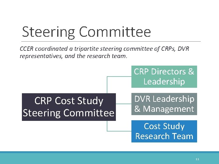 Steering Committee CCER coordinated a tripartite steering committee of CRPs, DVR representatives, and the