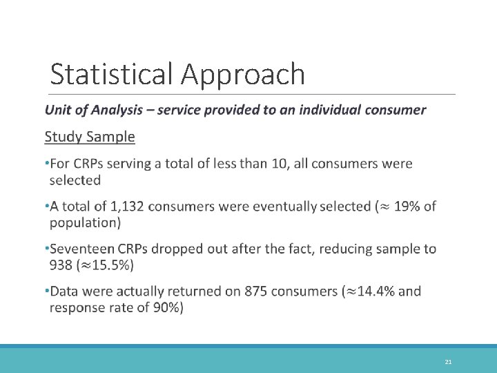 Statistical Approach 21 