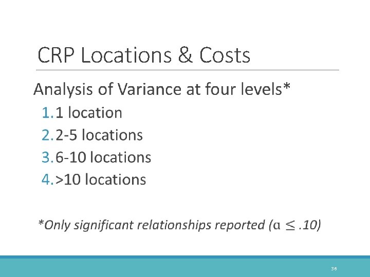 CRP Locations & Costs 36 