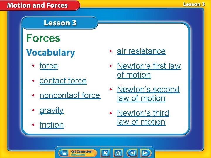 Forces • air resistance • force • contact force • noncontact force • gravity