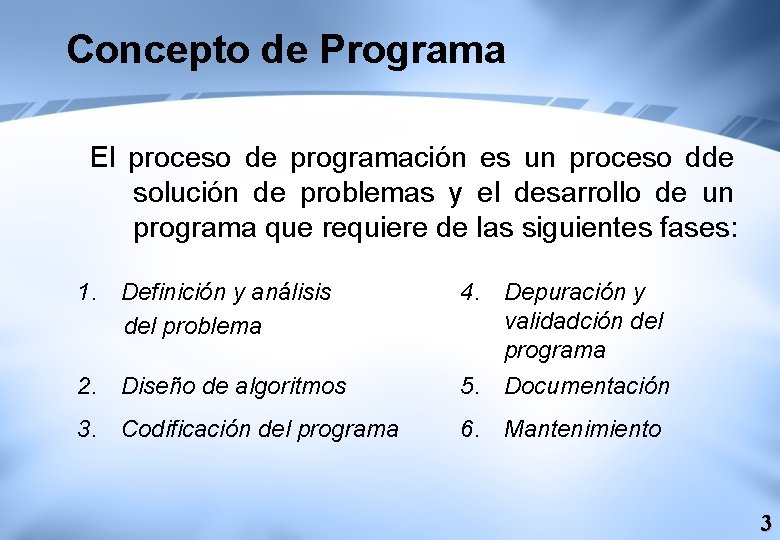 Concepto de Programa El proceso de programación es un proceso dde solución de problemas Concepto de Programa El proceso de programación es un proceso dde solución de problemas