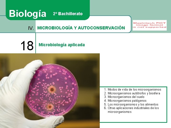 Biología 2º Bachillerato IV. MICROBIOLOGÍA Y AUTOCONSERVACIÓN 18 Microbiología aplicada 1. Modos de vida