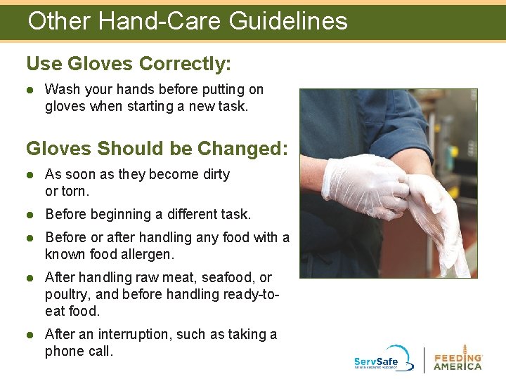 Other Hand-Care Guidelines Use Gloves Correctly: l Wash your hands before putting on gloves Other Hand-Care Guidelines Use Gloves Correctly: l Wash your hands before putting on gloves