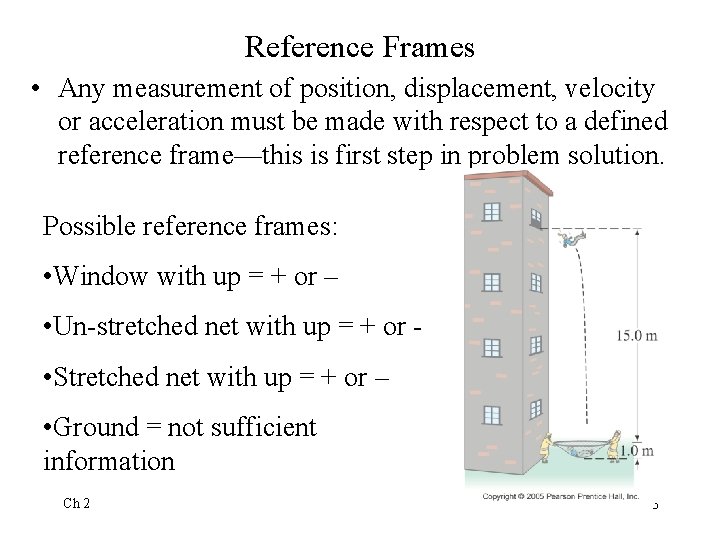Reference Frames • Any measurement of position, displacement, velocity or acceleration must be made