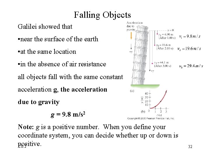 Falling Objects Galilei showed that • near the surface of the earth • at