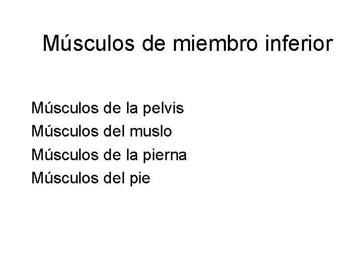 Músculos de miembro inferior Músculos de la pelvis Músculos del muslo Músculos de la