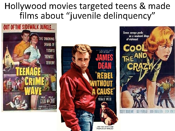 Hollywood movies targeted teens & made films about “juvenile delinquency” 