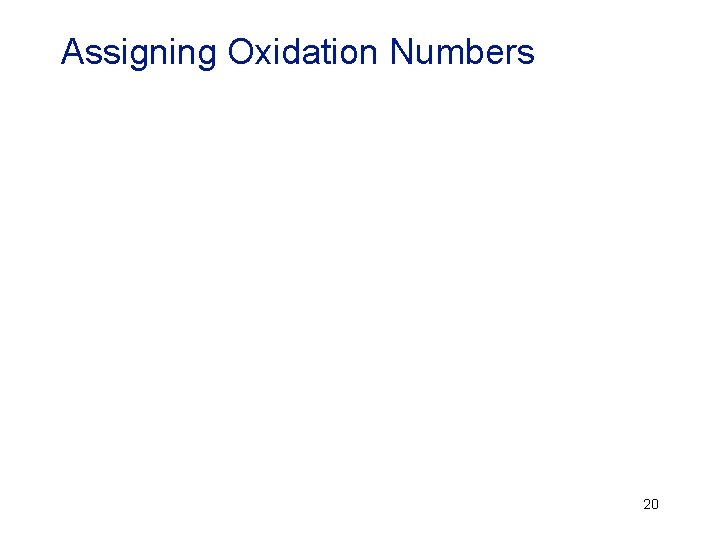 Assigning Oxidation Numbers 20 