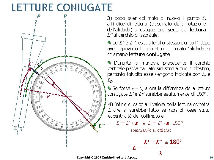 LETTURE CONIUGATE P P 3) dopo aver collimato di nuovo il punto P, all’indice