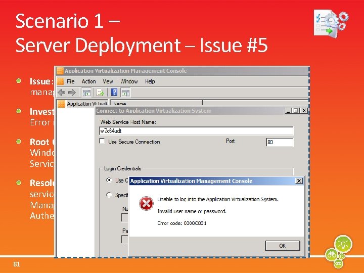 Scenario 1 – Server Deployment – Issue #5 Issue: Error code 0000 C 801