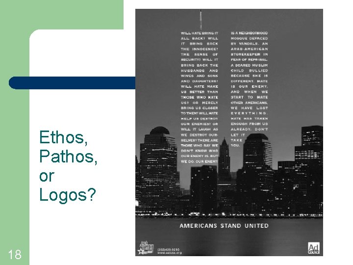Ethos, Pathos, or Logos? 18 Ethos, Pathos, or Logos? 18