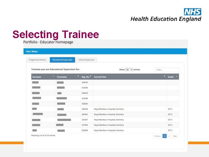 Selecting Trainee 