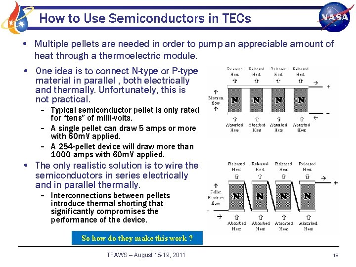 How to Use Semiconductors in TECs • Multiple pellets are needed in order to