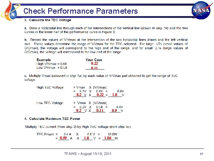 Check Performance Parameters 0. 22 0. 11 0. 59 8. 2 0. 22 1.