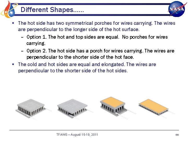 Different Shapes…… • The hot side has two symmetrical porches for wires carrying. The