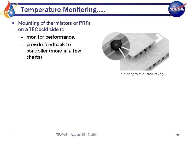 Temperature Monitoring…. . • Mounting of thermistors or PRTs on a TEC cold side