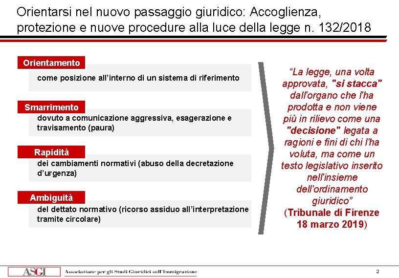 Orientarsi nel nuovo passaggio giuridico: Accoglienza, protezione e nuove procedure alla luce della legge