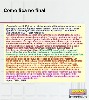 Como fica no final 