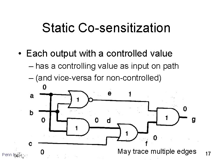 Static Co-sensitization • Each output with a controlled value – has a controlling value Static Co-sensitization • Each output with a controlled value – has a controlling value