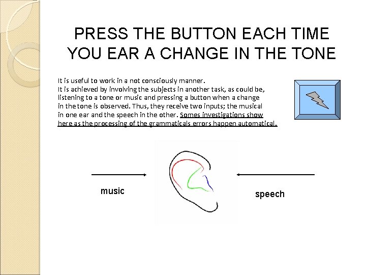 PRESS THE BUTTON EACH TIME YOU EAR A CHANGE IN THE TONE It is