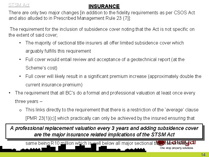 STSM Act INSURANCE There are only two major changes [in addition to the fidelity