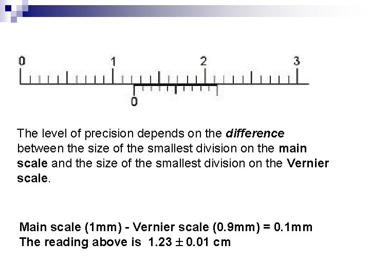 The level of precision depends on the difference between the size of the smallest