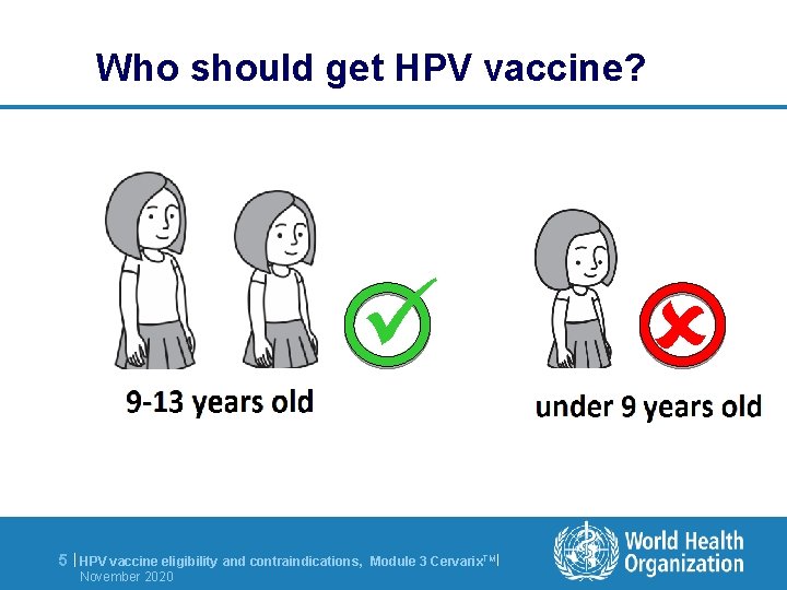 Who should get HPV vaccine? 5 | HPV vaccine eligibility and contraindications, November 2020