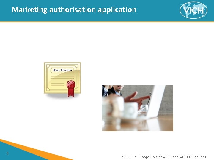 Marketing authorisation application 5 VICH Workshop: Role of VICH and VICH Guidelines 