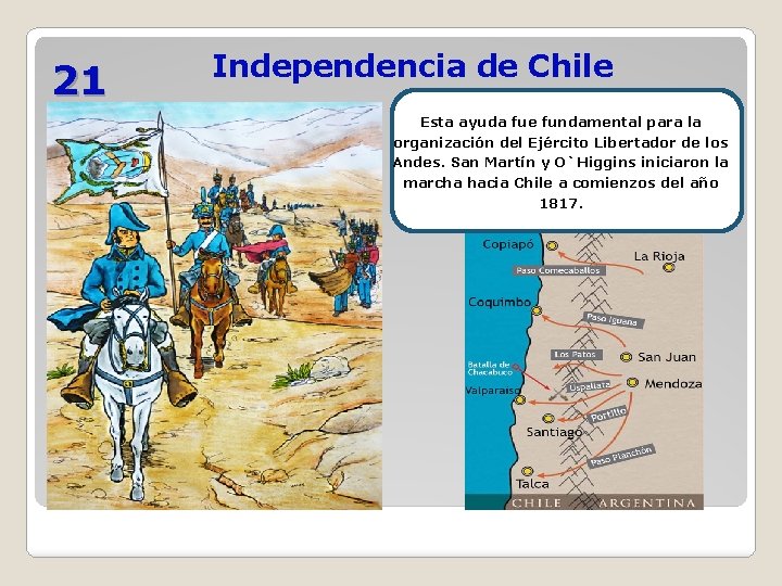 21 Independencia de Chile Esta ayuda fue fundamental para la organización del Ejército Libertador