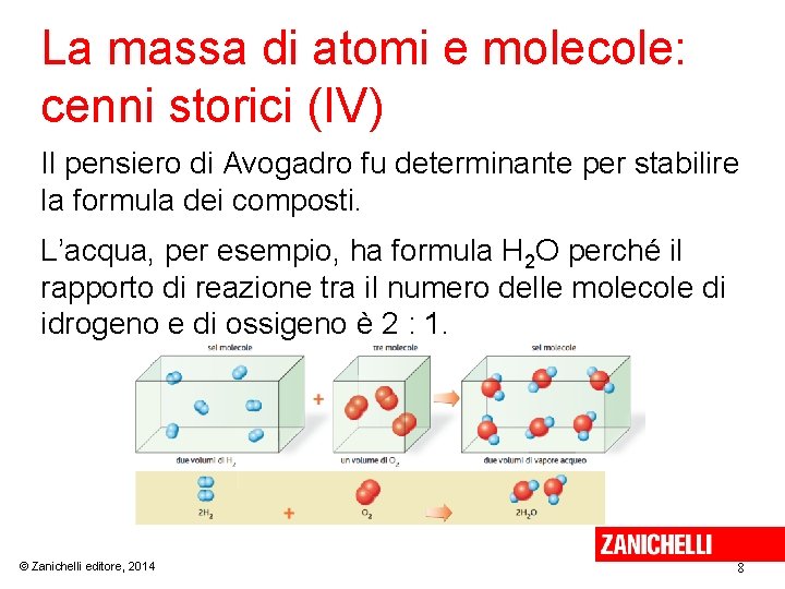 La massa di atomi e molecole: cenni storici (IV) Il pensiero di Avogadro fu La massa di atomi e molecole: cenni storici (IV) Il pensiero di Avogadro fu