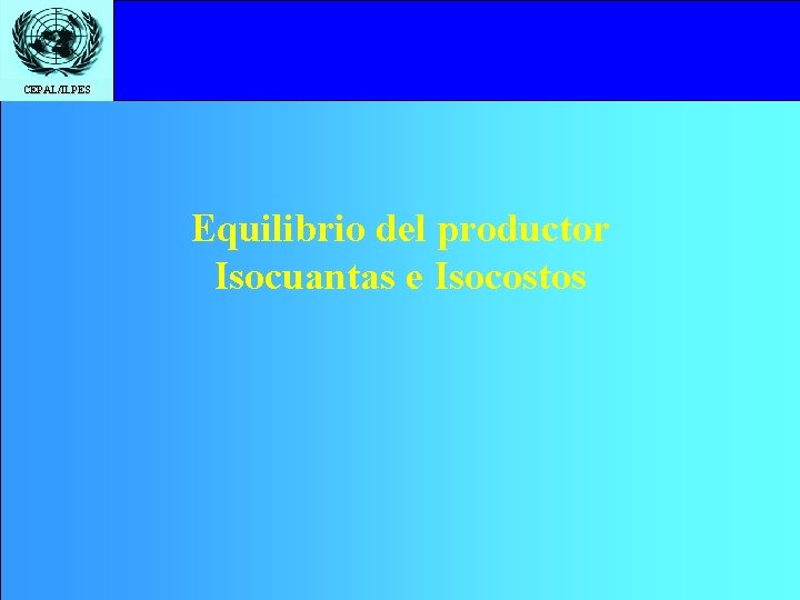 CEPAL/ILPES Equilibrio del productor Isocuantas e Isocostos 