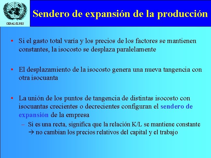 Sendero de expansión de la producción CEPAL/ILPES • Si el gasto total varía y